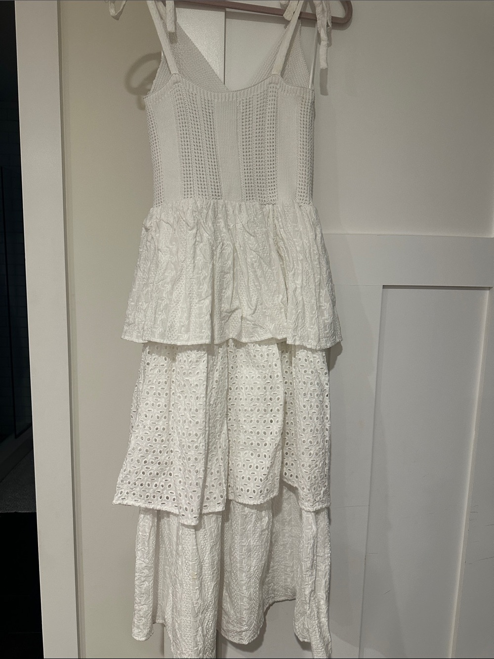 En Saison White Tiered Eyelet Maxi Dress - Picture 4 of 5